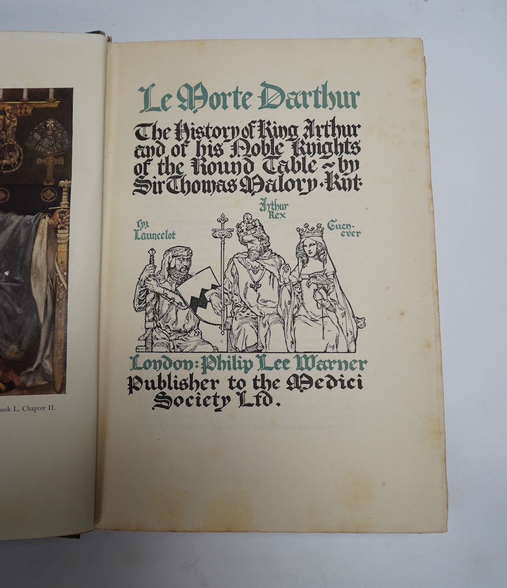 Malory, Sir Thomas - Le Morte Darthur: the history of King Arthur and of his Noble Knights of the Round Table. (new edition), 2 vols. 36 coloured plates (by W. Russell Flint); publisher's gilt decorated cloth and d/wrapp